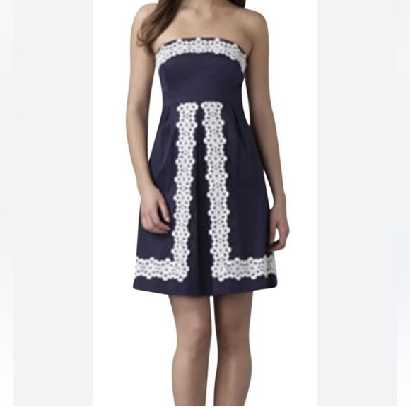 Lilly Pulitzer Betsey Empire Waist Embroidered Strapless Dress - Picture 1 of 5